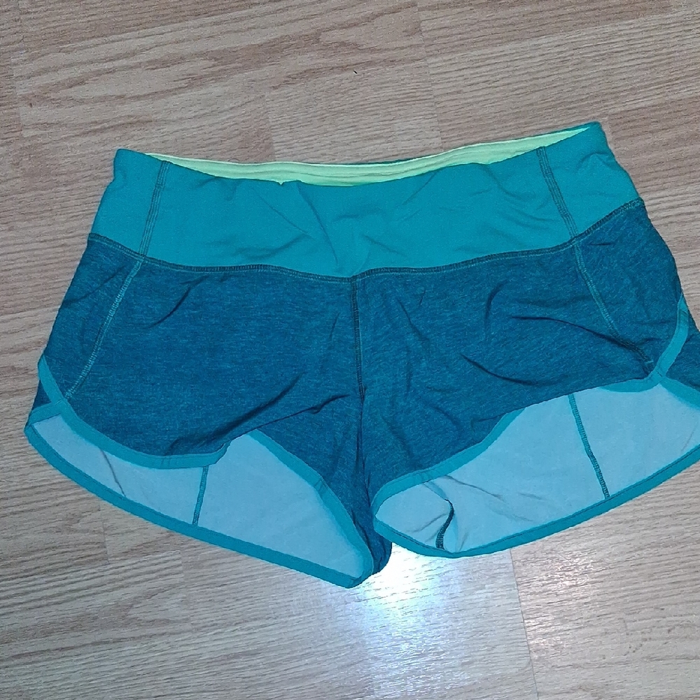 Lululemon Speed Short 4-way Stretch 2.5" Heathered Texture Printed Sea Mist Blue